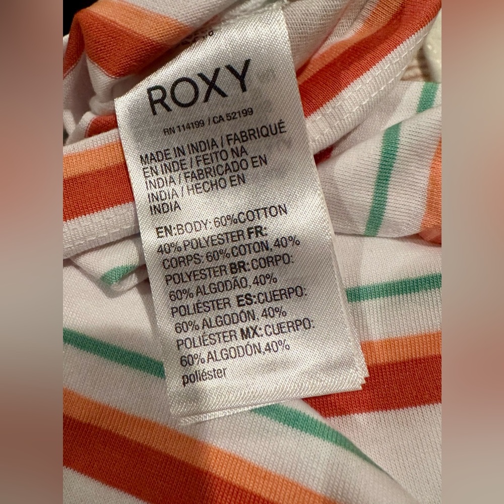 Roxy Striped Cropped Short Sleeve Ribbed Neck Tee / T-Shirt Size Various - Picture 4 of 4
